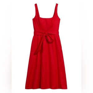 Banana Republic Linen-Cotton Square-neck Elegant Red Sleeveless Dress